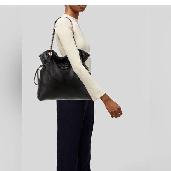 Like New Tory Burch Leather Marion Slouchy Tote - Picture 3 of 13